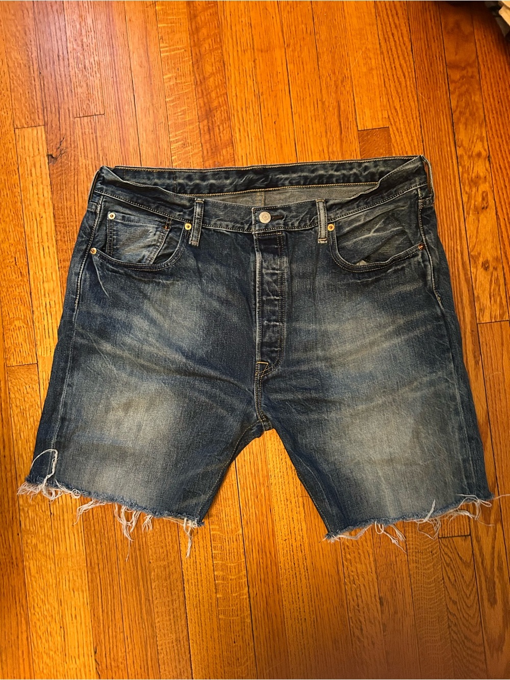 Levi's Distressed Blue Cutoff Denim Shorts